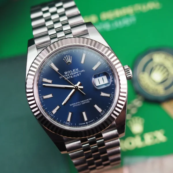 Rolex Datejust 41mm Fluted Bezel Blue Index Dial Oyster